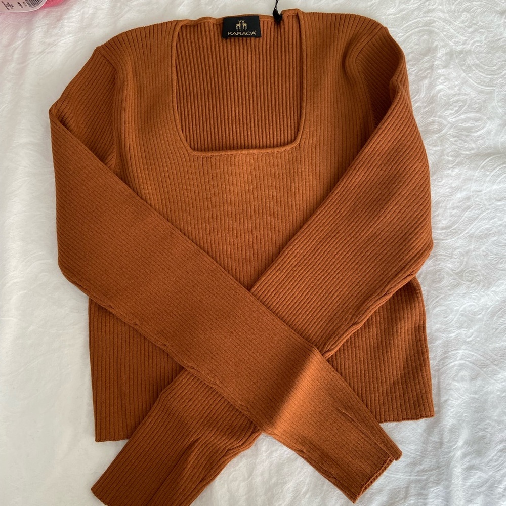 Cinnamon/pumpkin knit square neck - Picture 2 of 3